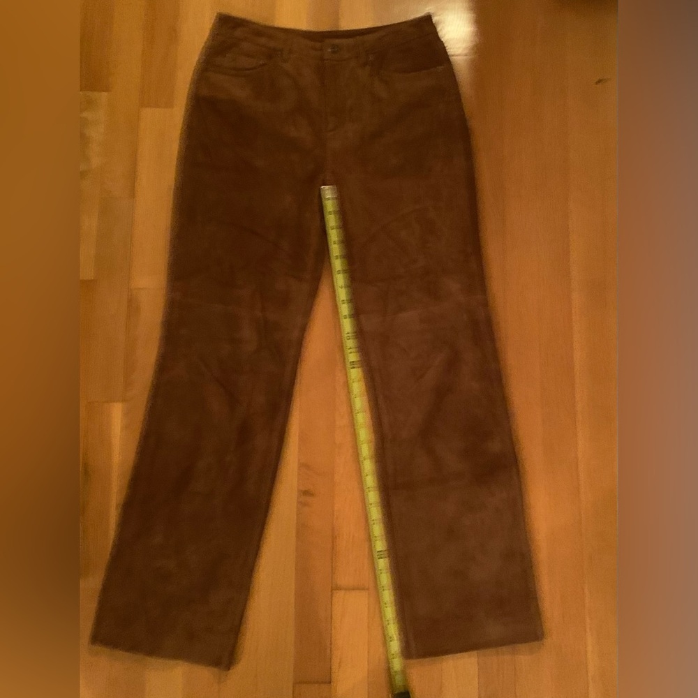 Brown Suede Leather Pants Talbots Size 8 - Picture 2 of 10